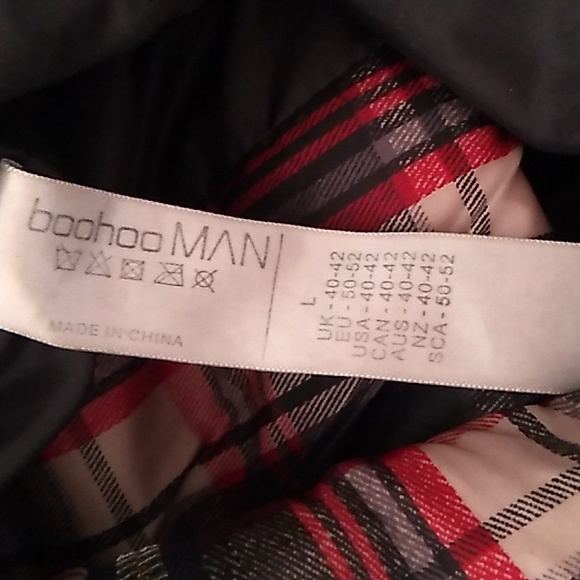 Boohoo Man Lightweight Plaid Multicolor Puffer Parka Jacket Sz Large - Picture 5 of 9